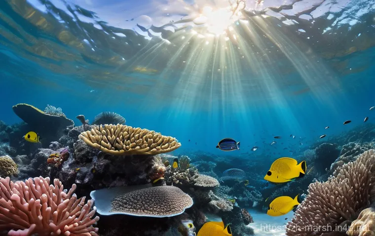 마셜 제도에서 가장 인기 있는 다이빙 스쿨 - **Prompt: "Vibrant underwater scene in the Marshall Islands, showcasing a magnificent coral reef tee...