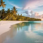 마셜 제도 가는 방법 - **Prompt:** A breathtaking, untouched beach in the Marshall Islands at golden hour. The scene featur...