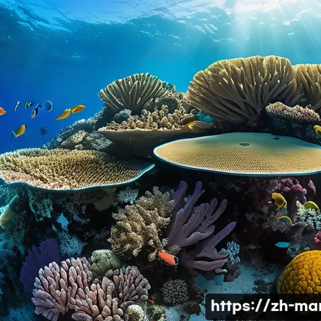마셜 제도에서 경험할 수 있는 유일한 것들 - A vibrant underwater scene of the Marshall Islands’ coral atoll, showcasing diverse coral species su...