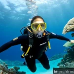 마셜 제도에서의 다이빙 라이선스 취득 - Photorealistic wide-angle underwater training scene in the Marshall Islands, a certified local dive ...